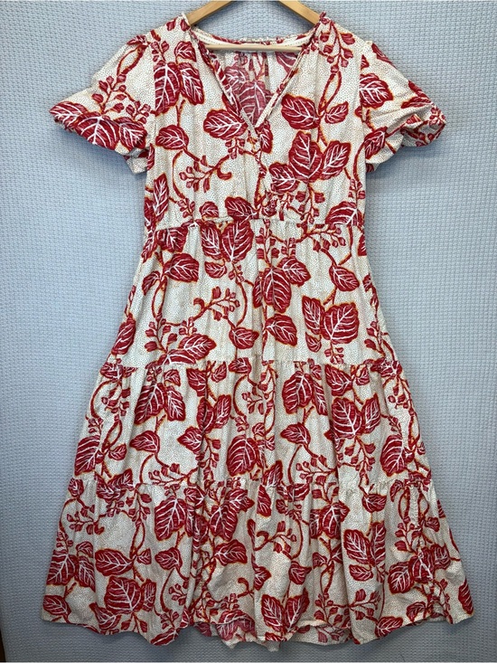 Fat Face Dresses & Skirts - Fat Face Aubrey Vine Maxi Dress Sz 14 Cotton Tiered Boho Tropical Tan Red